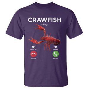 Crawfish Calling T Shirt Funny Fishing Cajun Boil Lobster Meme TS10 Purple Print Your Wear