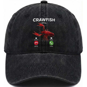 Crawfish Calling Washed Cotton Baseball Cap Funny Fishing Cajun Boil Lobster Meme TS10 Print Your Wear
