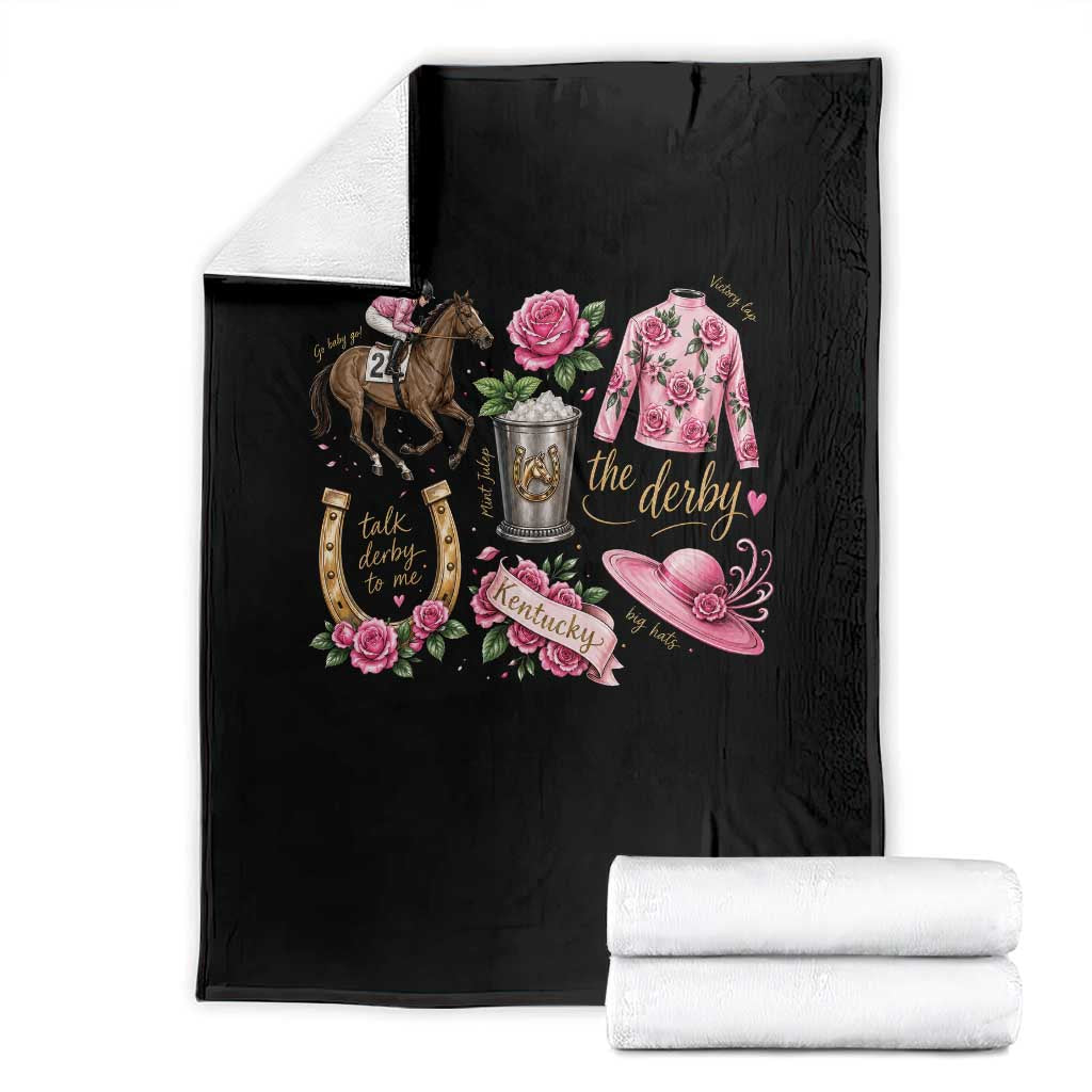 Horse Racing Derby Day Throw Blanket Doodles Funny Silks Jockey TS10 Black Print Your Wear