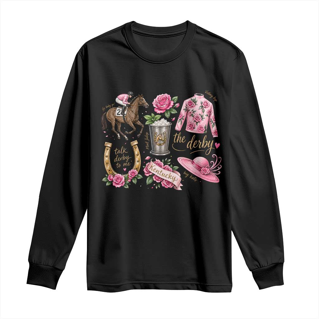Horse Racing Derby Day Long Sleeve Shirt Doodles Funny Silks Jockey TS10 Black Print Your Wear