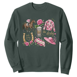 Horse Racing Derby Day Sweatshirt Doodles Funny Silks Jockey TS10 Dark Forest Green Print Your Wear