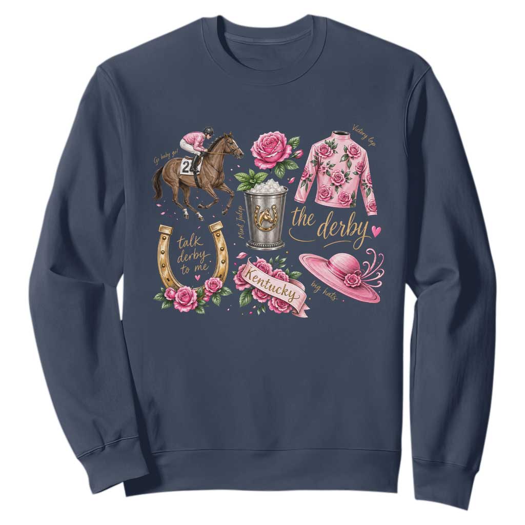 Horse Racing Derby Day Sweatshirt Doodles Funny Silks Jockey TS10 Navy Print Your Wear