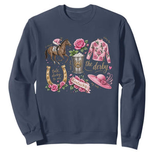 Horse Racing Derby Day Sweatshirt Doodles Funny Silks Jockey TS10 Navy Print Your Wear