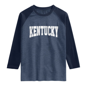 Kentucky Raglan Shirt Retro Varsity Kentucky Lover KY State TS10 Heather Denim Navy Print Your Wear