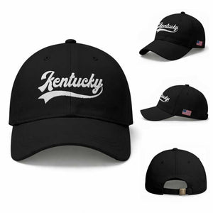 Vintage Kentucky Baseball Cap Varsity Script Retro Sports Jersey Style TS10 Baseball Cap Universal Fit Black Print Your Wear