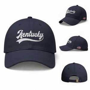 Vintage Kentucky Baseball Cap Varsity Script Retro Sports Jersey Style TS10 Baseball Cap Universal Fit Navy Print Your Wear
