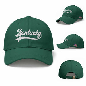 Vintage Kentucky Baseball Cap Varsity Script Retro Sports Jersey Style TS10 Baseball Cap Universal Fit Irish Green Print Your Wear