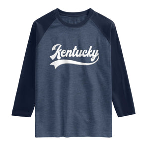 Vintage Kentucky Raglan Shirt Varsity Script Retro Sports Jersey Style TS10 Heather Denim Navy Print Your Wear