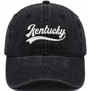 Vintage Kentucky Washed Cotton Baseball Cap Varsity Script Retro Sports Jersey Style TS10 Print Your Wear
