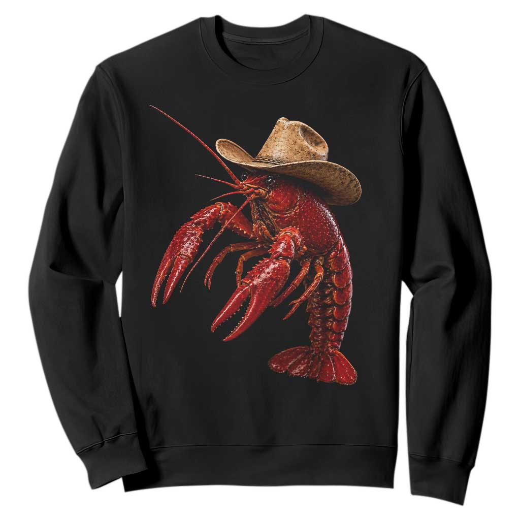 Cowboy Crawfish Sweatshirt Yeeclaw Western Country Seafood Lobster Cajun Lovers TS10 Black Print Your Wear