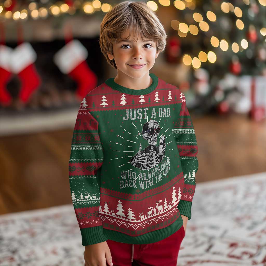 Funny Dad Knit Sweatshirt Just A Dad Who Always Came Back With The Milk Skeleton American Flag TS10 Christmas Print Your Wear