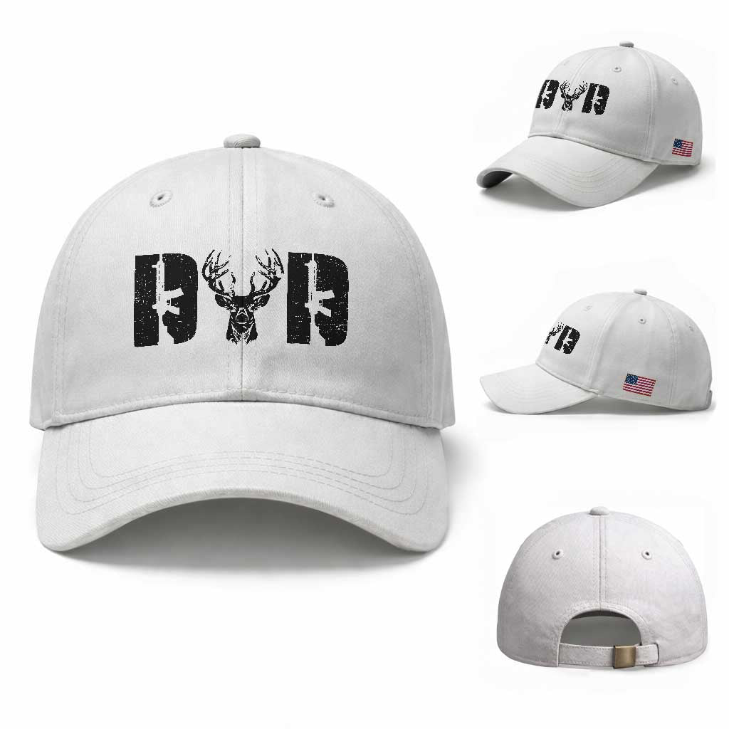 Hunting Dad Baseball Cap Fathers Day Gun Lovers Hunter Dad TS10 Baseball Cap Universal Fit White Print Your Wear