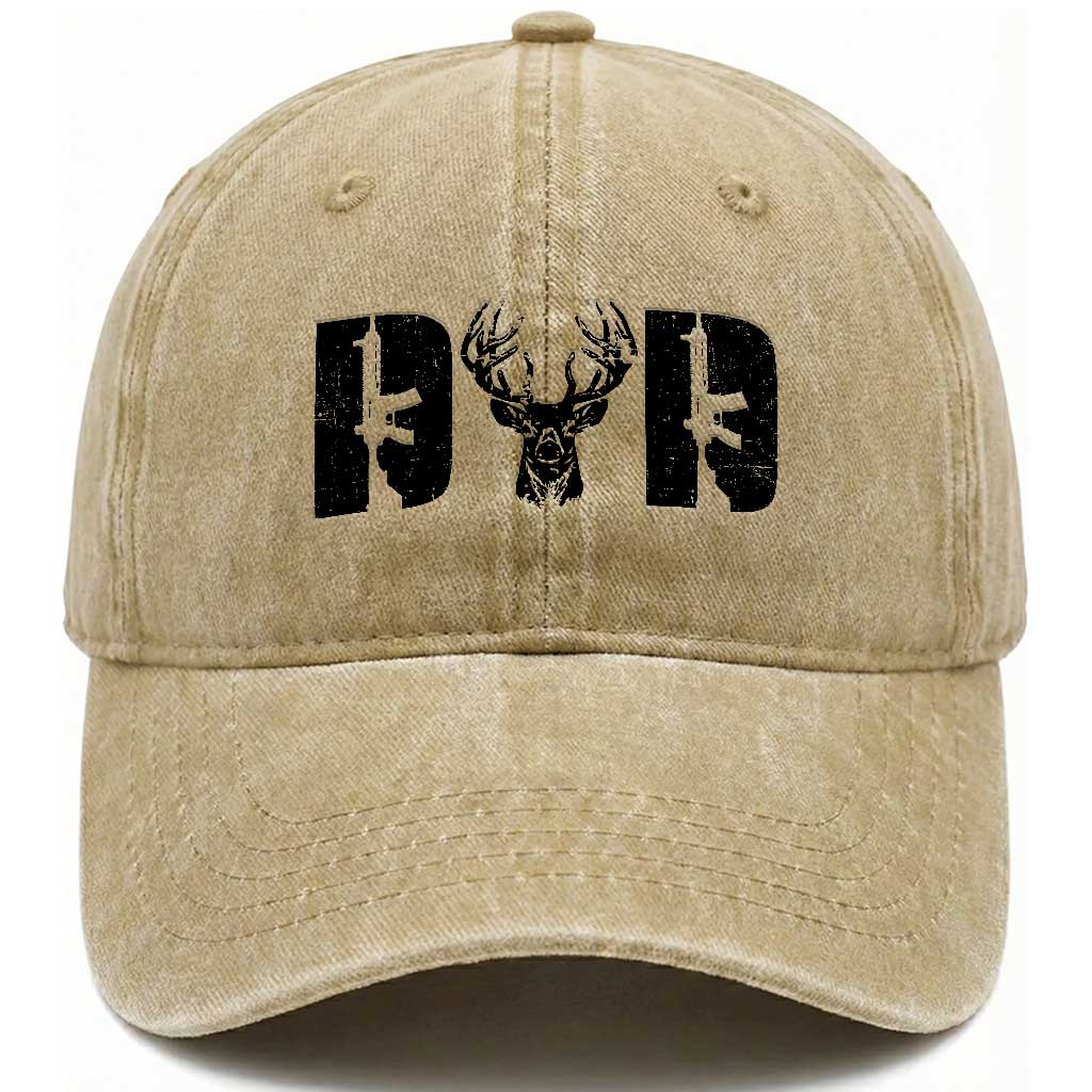 Hunting Dad Washed Cotton Baseball Cap Fathers Day Gun Lovers Hunter Dad TS10 Print Your Wear