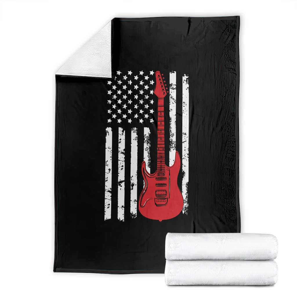 Bass Guitar Player Throw Blanket USA American Flag Musician Guitarist TS10 Black Print Your Wear