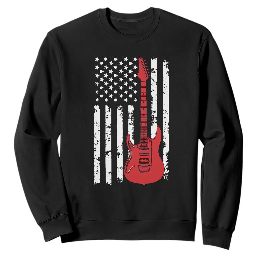 Bass Guitar Player Sweatshirt USA American Flag Musician Guitarist TS10 Black Print Your Wear
