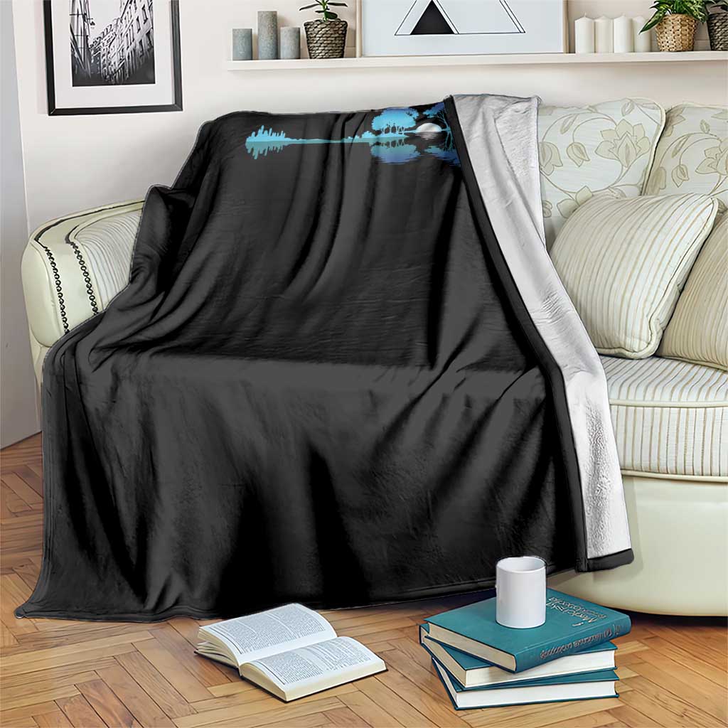 Guitar Lake Throw Blanket Retro Tree Shadow Acoustic Guitarist Musician TS10 Print Your Wear