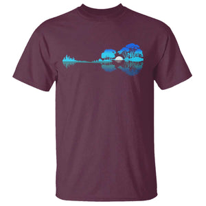 Guitar Lake T Shirt Retro Tree Shadow Acoustic Guitarist Musician TS10 Maroon Print Your Wear