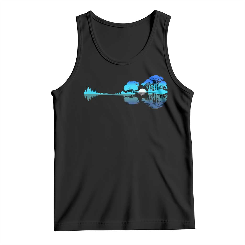 Guitar Lake Tank Top Retro Tree Shadow Acoustic Guitarist Musician TS10 Black Print Your Wear