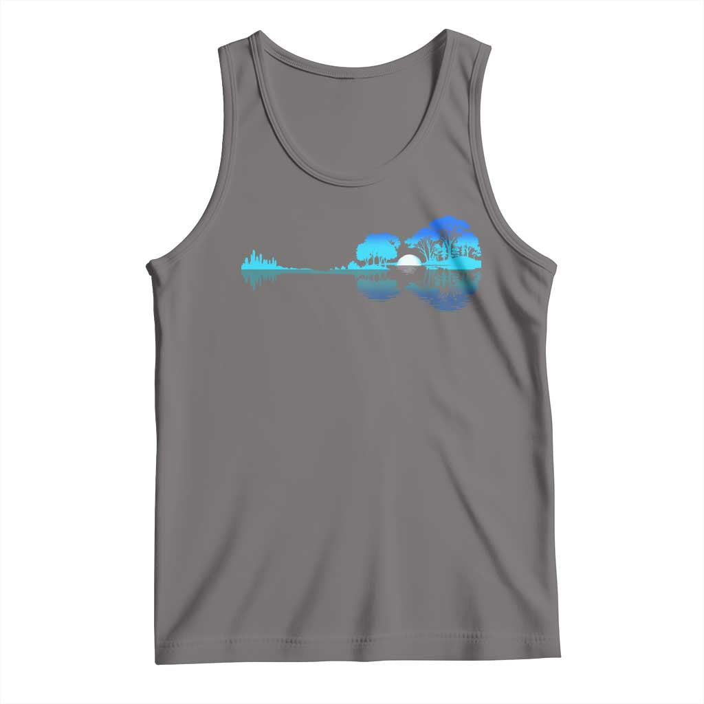 Guitar Lake Tank Top Retro Tree Shadow Acoustic Guitarist Musician TS10 Deep Heather Print Your Wear