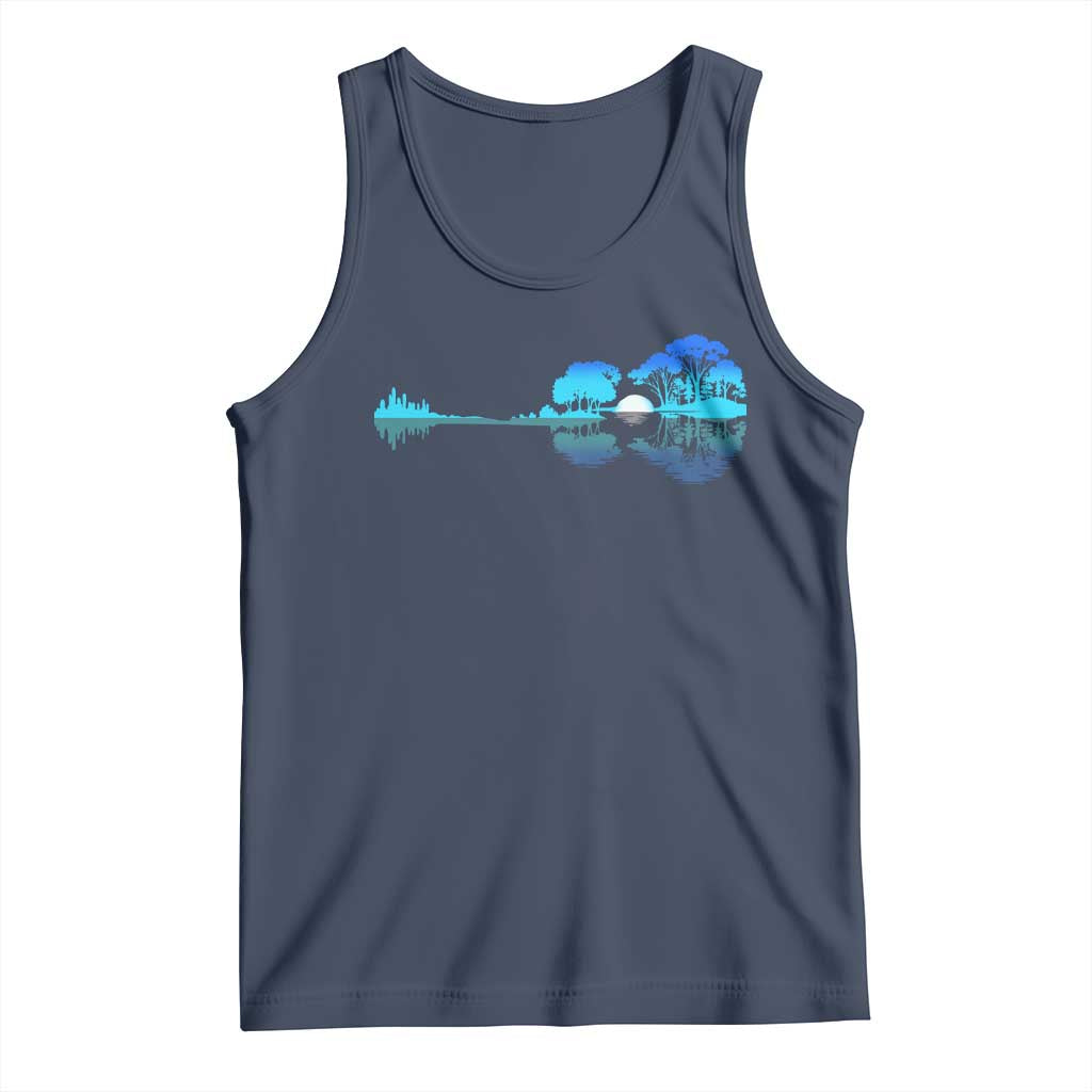 Guitar Lake Tank Top Retro Tree Shadow Acoustic Guitarist Musician TS10 Navy Print Your Wear