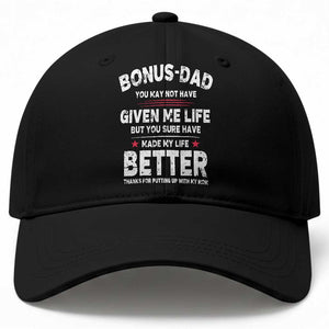Bonus dad Baseball Cap Step Dad Fathers Day TS10 Print Your Wear