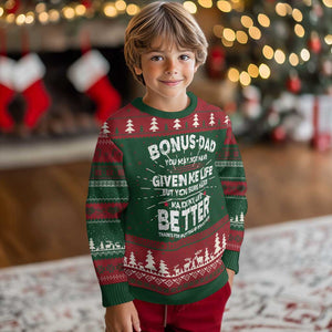 Bonus dad Knit Sweatshirt Step Dad Fathers Day TS10 Christmas Print Your Wear