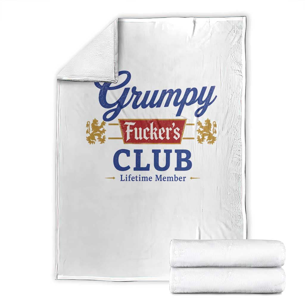 Grumpy Fuckers Club Lifetime Member Throw Blanket Sarcastic Gag Gift Birthday Husband Dad Fathers Day TS10 White Print Your Wear