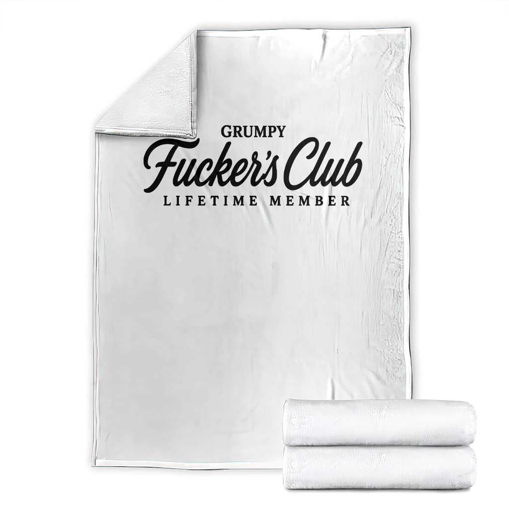Vintage Grumpy Fuckers Club Lifetime Member Throw Blanket Gag Gift Birthday Husband Dad Fathers Day TS10 Black Print Your Wear