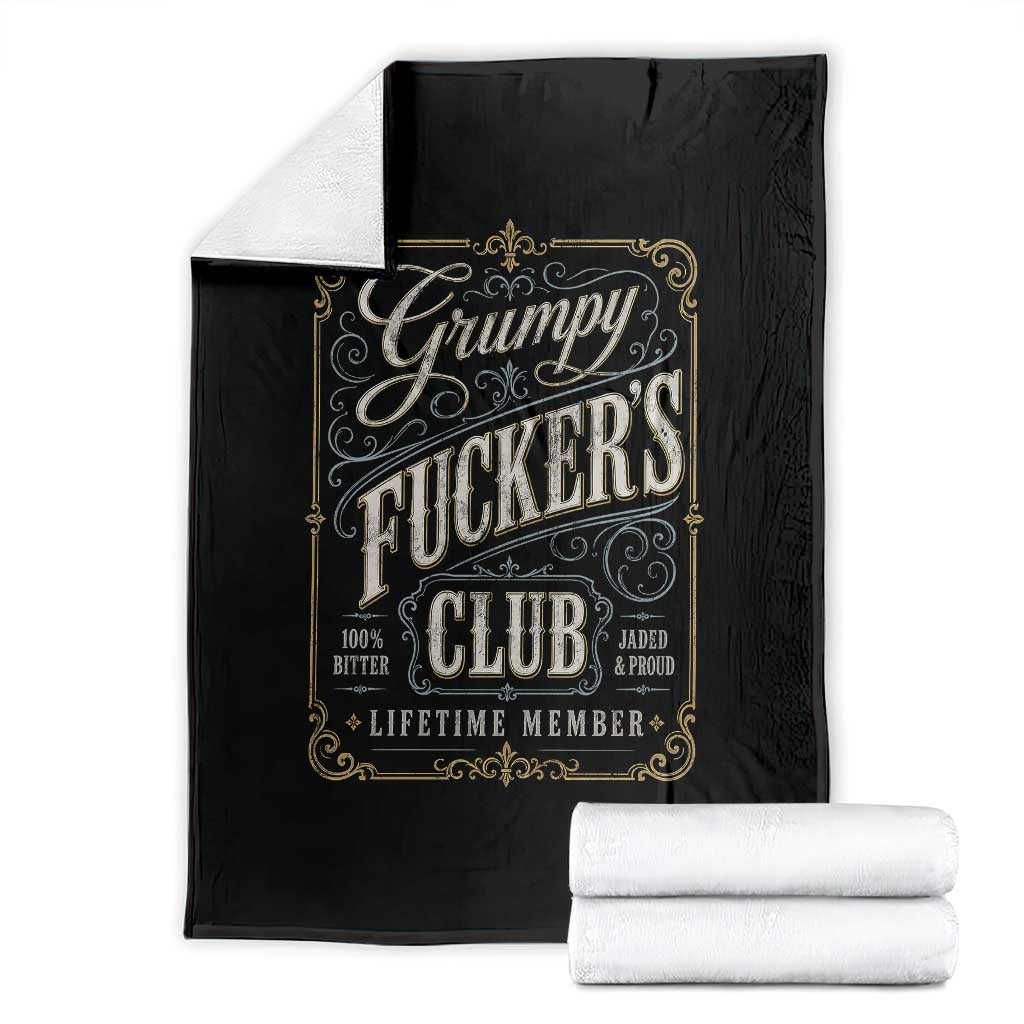 Vintage Grumpy Fuckers Club Lifetime Member Throw Blanket Retro Birthday Husband Dad Fathers Day TS10 Black Print Your Wear
