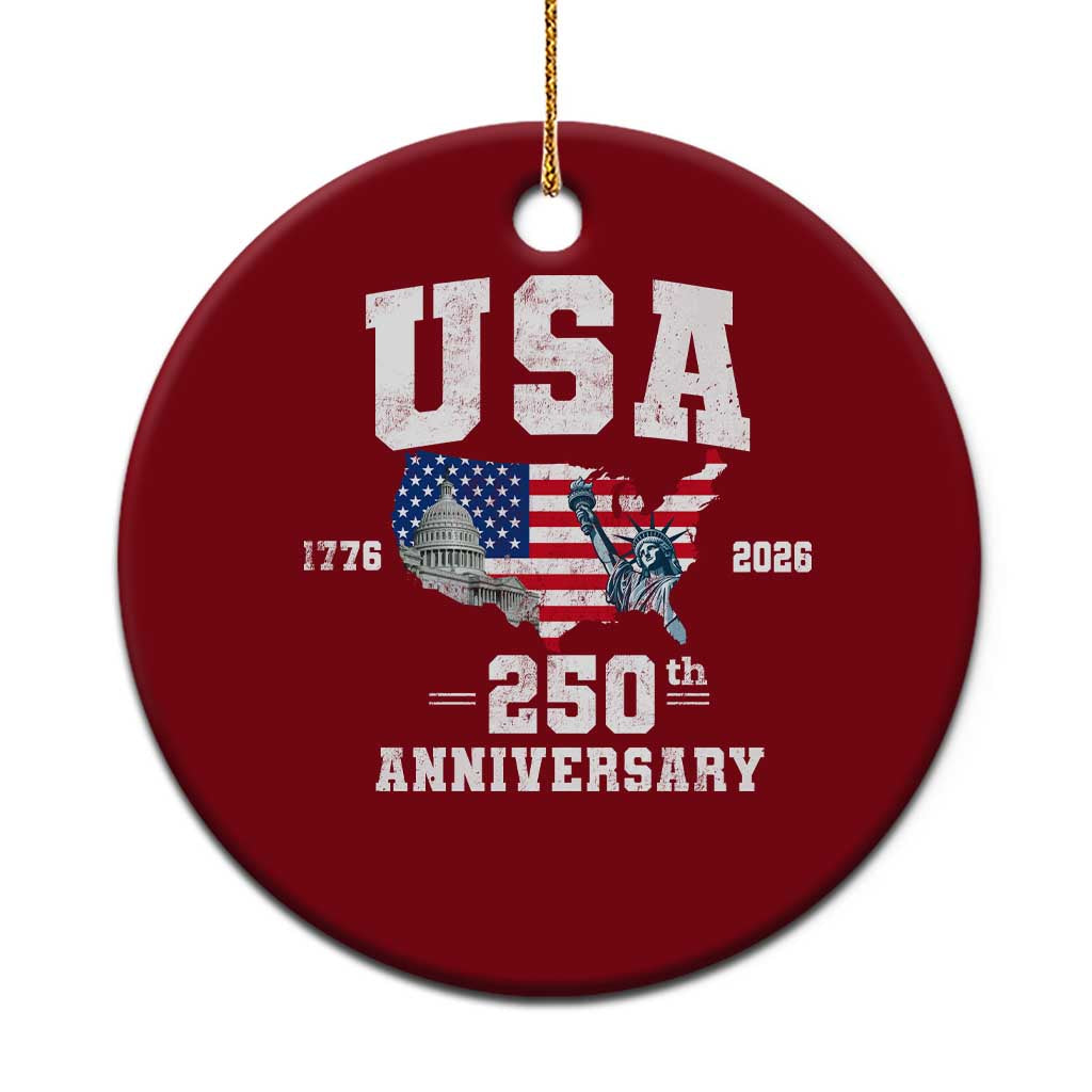 250th Anniversary USA Ceramic Ornament 4th of July America US Flag Patriotic 250 Years American Flag TS10 1pc Red Print Your Wear