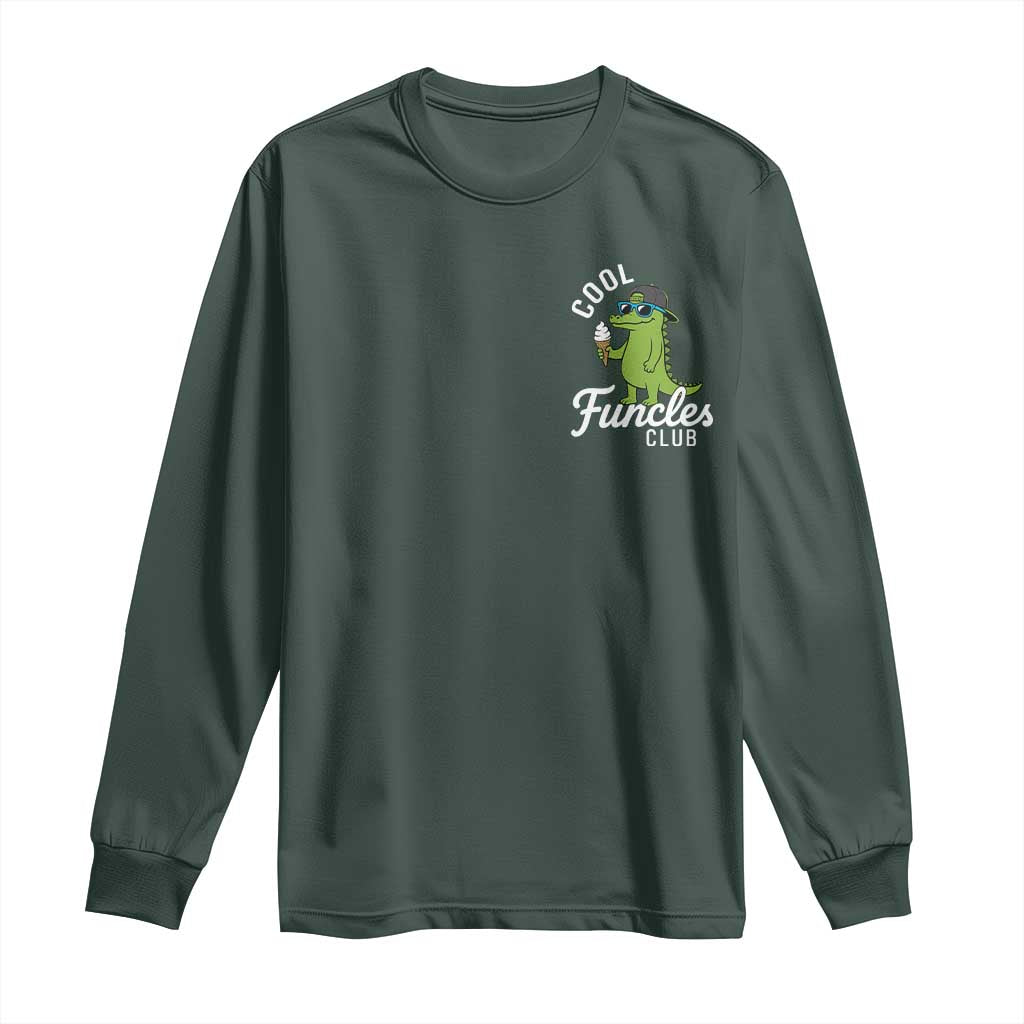 Funny Uncle Long Sleeve Shirt Cool Funcles Club Funcle Alligator TS10 Dark Forest Green Print Your Wear