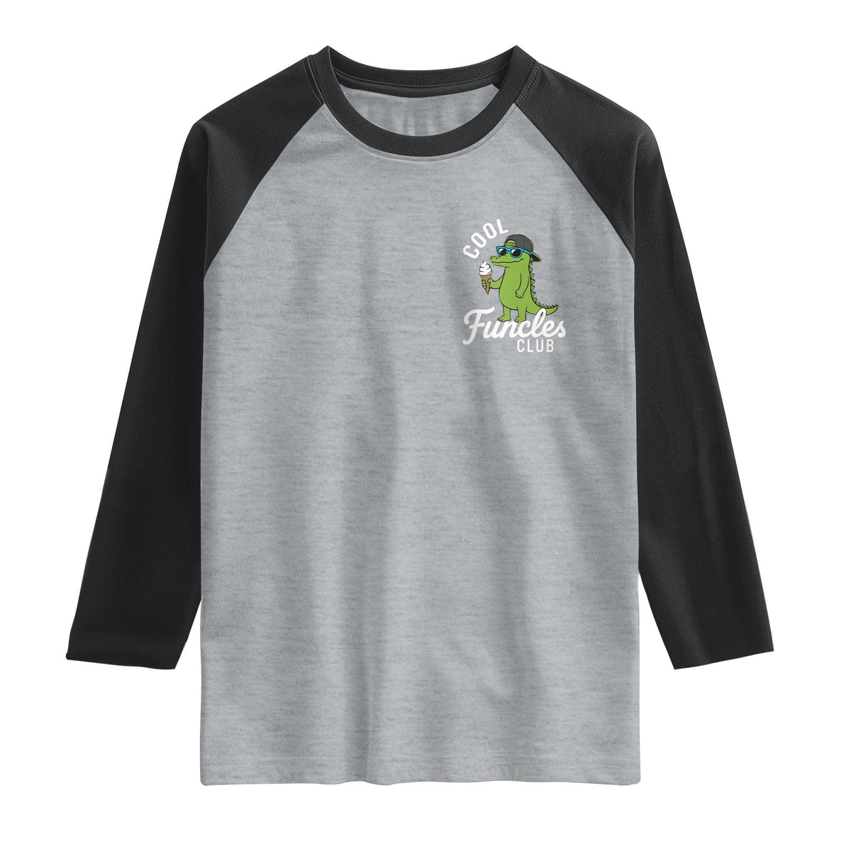 Funny Uncle Raglan Shirt Cool Funcles Club Funcle Alligator TS10 Heather Gray Black Print Your Wear