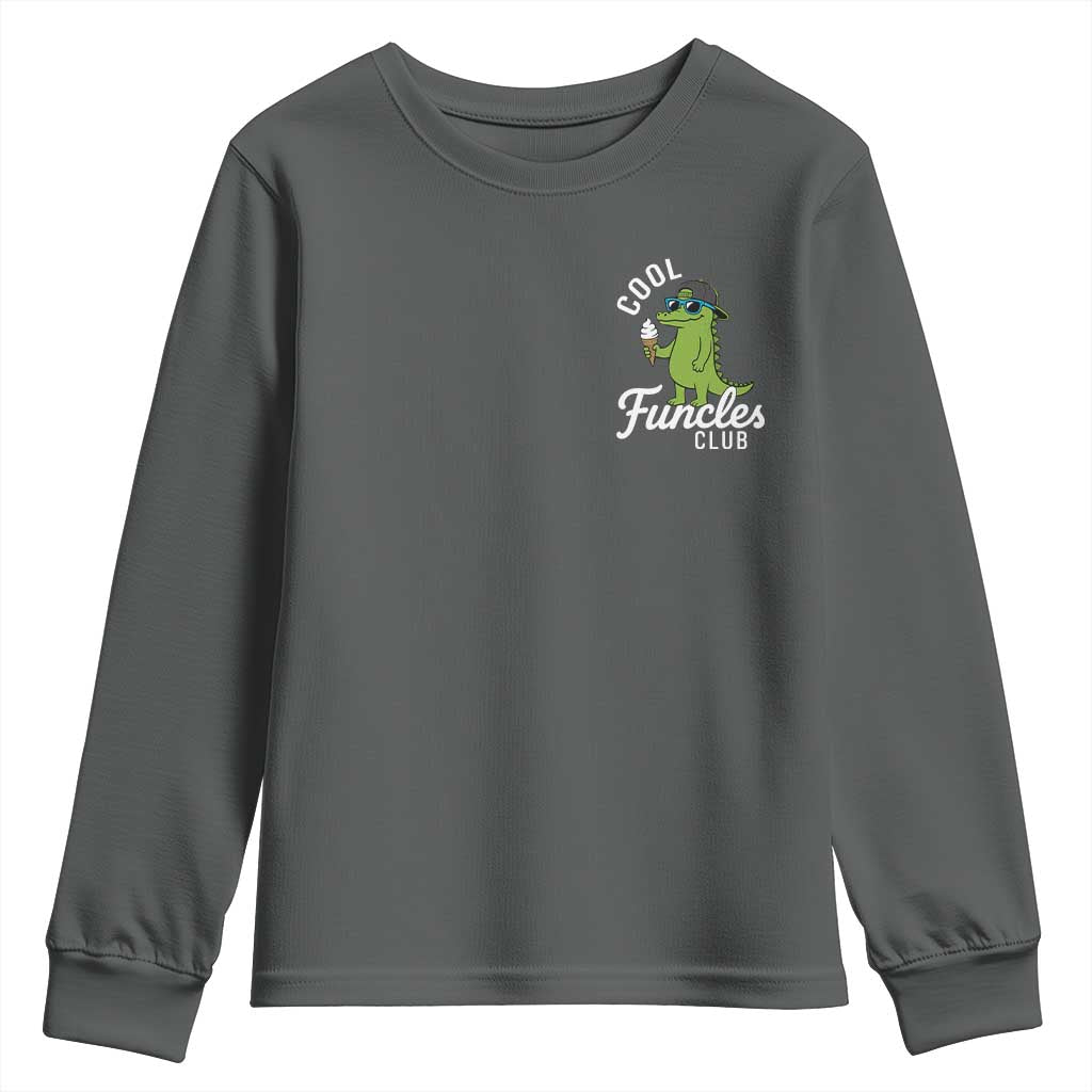 Funny Uncle Youth Sweatshirt Cool Funcles Club Funcle Alligator TS10 Dark Heather Print Your Wear