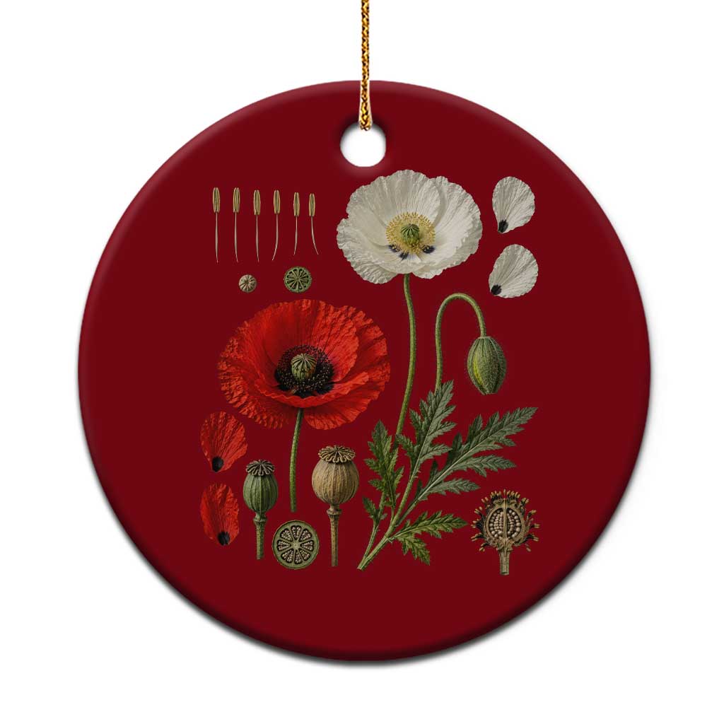 Summer Red Poppy Flower Botanical Poppies Vintage Print Memorial Day Floral Graphic Ceramic Ornament TS10 1pc Red Print Your Wear