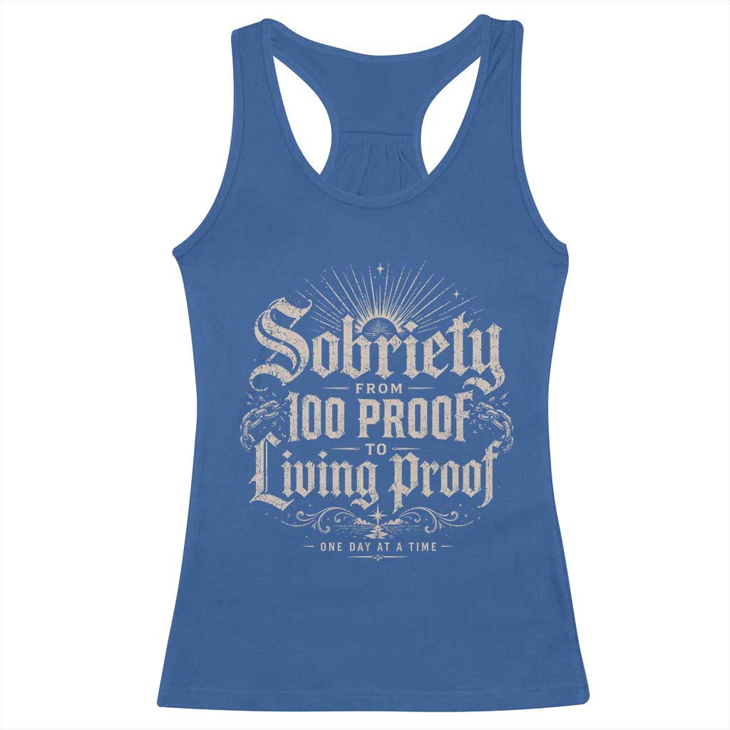 Sobriety Anniversary Racerback Tank Top Living Proof Sober Recovery Graphic TS10 Royal Blue Print Your Wear