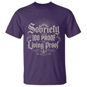 Sobriety Anniversary T Shirt Living Proof Sober Recovery Graphic TS10 Purple Print Your Wear