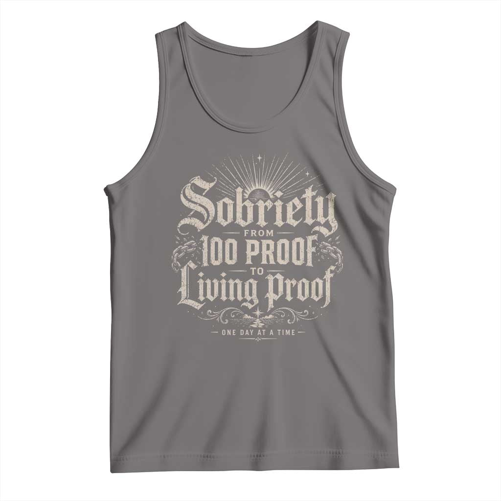 Sobriety Anniversary Tank Top Living Proof Sober Recovery Graphic TS10 Deep Heather Print Your Wear