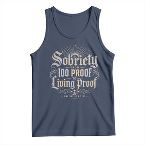 Sobriety Anniversary Tank Top Living Proof Sober Recovery Graphic TS10 Navy Print Your Wear