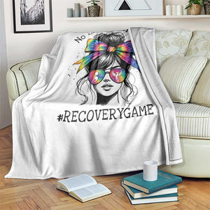 No Shame In My Recovery Game Throw Blanket Messy Bun Semicolon Graphic TS10 Print Your Wear