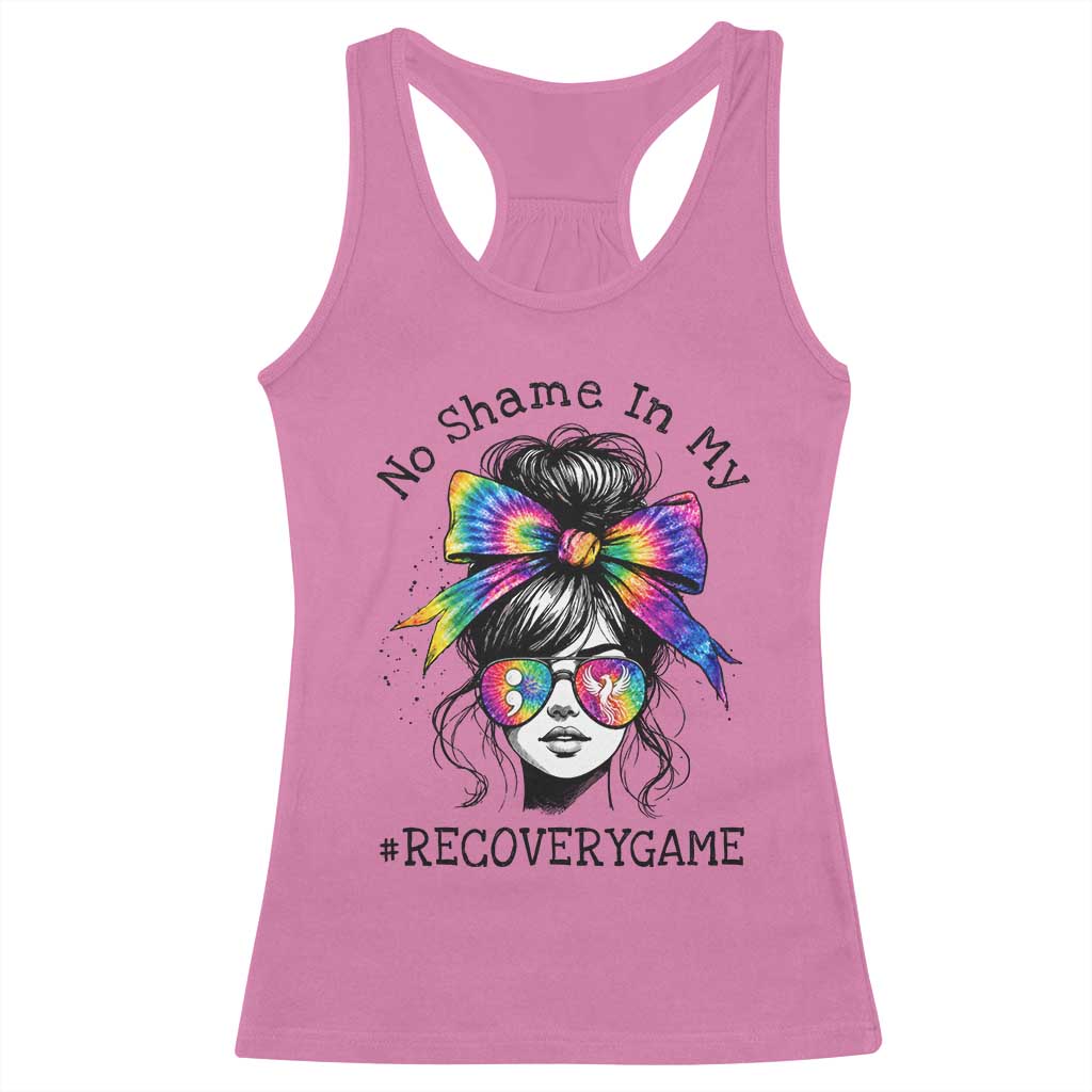 No Shame In My Recovery Game Racerback Tank Top Messy Bun Semicolon Graphic TS10 Azalea Print Your Wear
