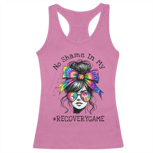 No Shame In My Recovery Game Racerback Tank Top Messy Bun Semicolon Graphic TS10 Azalea Print Your Wear