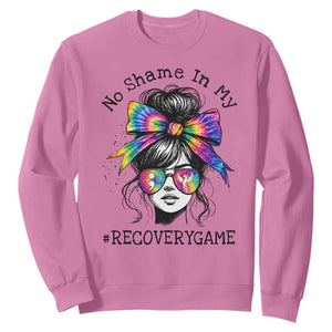 No Shame In My Recovery Game Sweatshirt Messy Bun Semicolon Graphic TS10 Azalea Print Your Wear