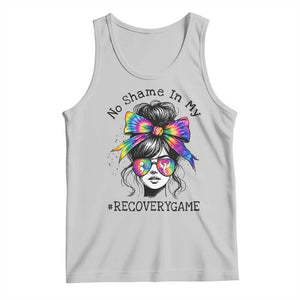 No Shame In My Recovery Game Tank Top Messy Bun Semicolon Graphic TS10 Ash Print Your Wear