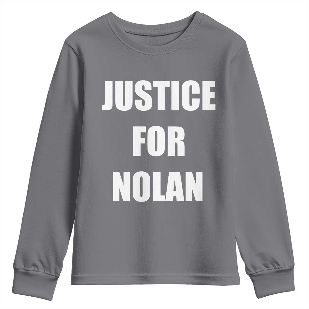 Justice for Nolan Youth Sweatshirt Support and Rememberence Memorial TS10 Charcoal Print Your Wear