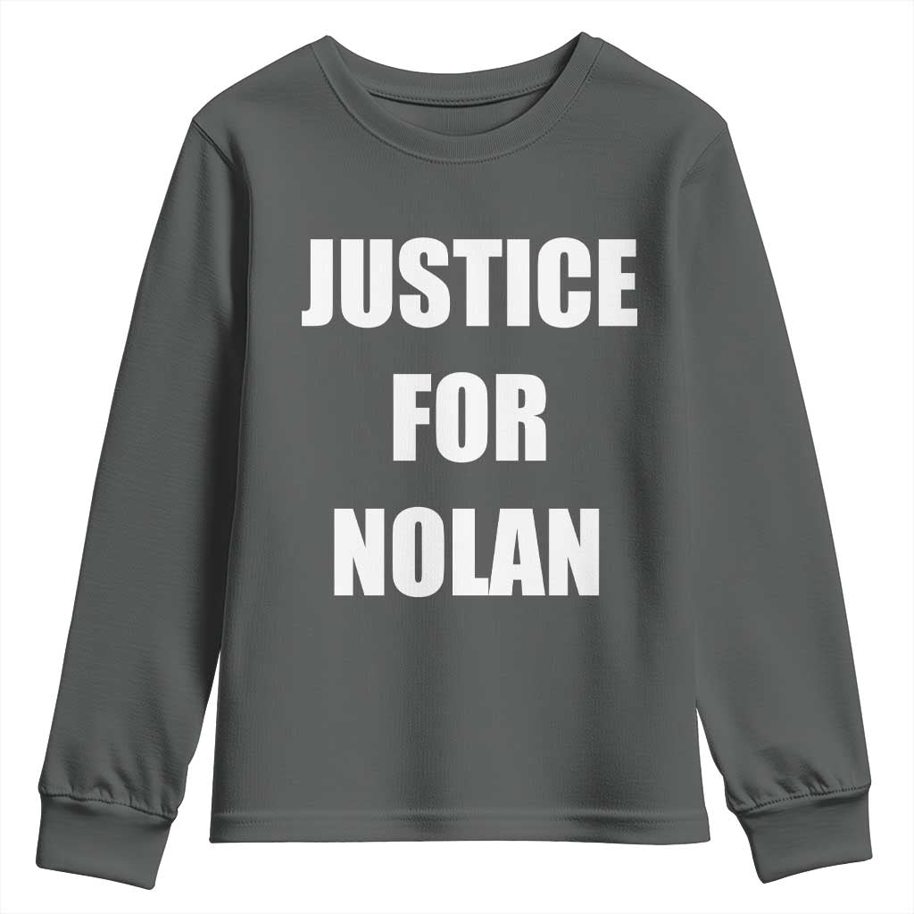 Justice for Nolan Youth Sweatshirt Support and Rememberence Memorial TS10 Dark Heather Print Your Wear