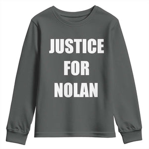 Justice for Nolan Youth Sweatshirt Support and Rememberence Memorial TS10 Dark Heather Print Your Wear