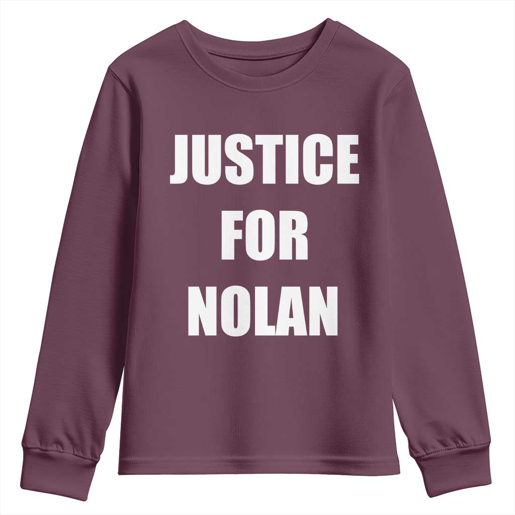Justice for Nolan Youth Sweatshirt Support and Rememberence Memorial TS10 Maroon Print Your Wear