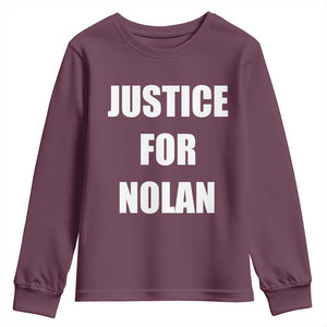 Justice for Nolan Youth Sweatshirt Support and Rememberence Memorial TS10 Maroon Print Your Wear