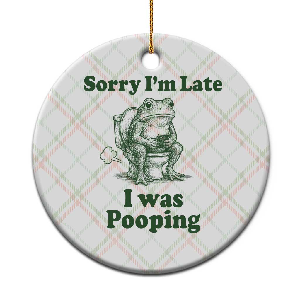 Sorry Im Late I Was Pooping Funny Frog Meme Ceramic Ornament TS10 1pc Christmas Plaid Print Your Wear