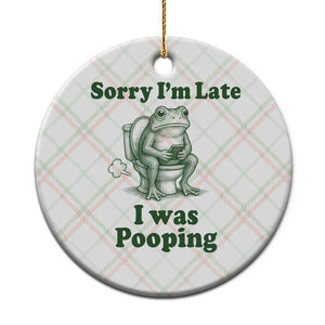 Sorry Im Late I Was Pooping Funny Frog Meme Ceramic Ornament TS10 1pc Christmas Plaid Print Your Wear